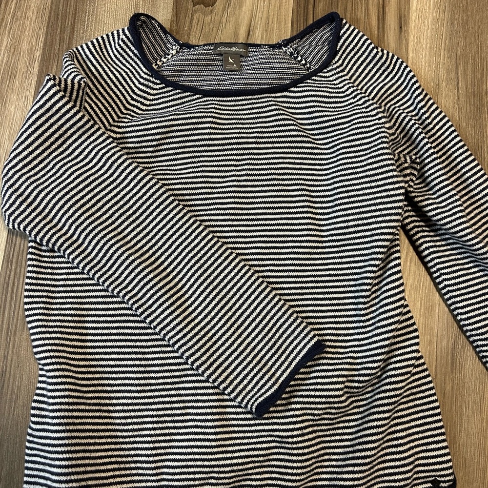 Eddie Bauer Navy and White Women's Top